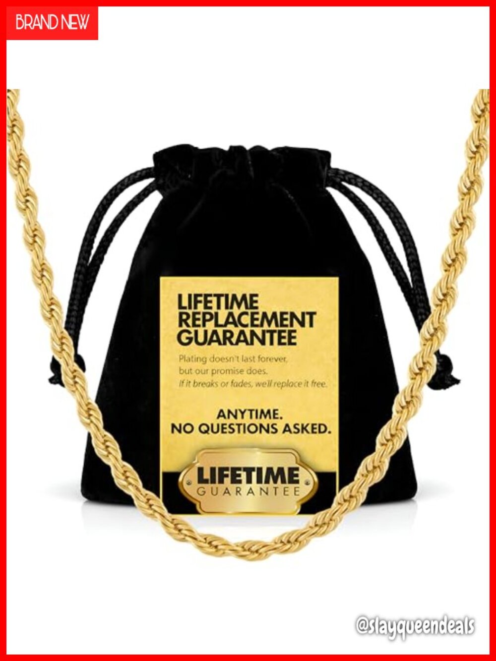 6mm Gold Plated Rope Chain Necklace Diamond Cut Unisex Jewelry
